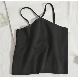 Black cross cropped tank